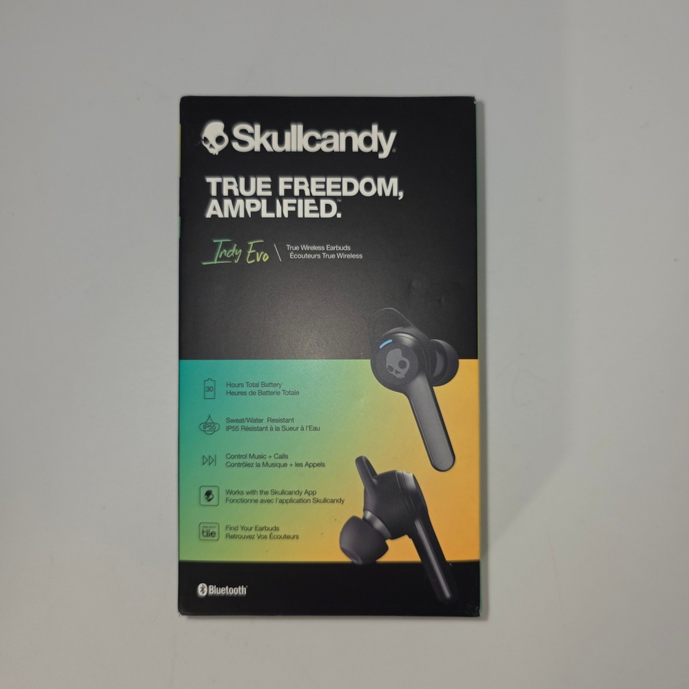 Skullcandy Indy Evo Earbuds Unisex OS Black New Wireless Bluetooth IP55 Tile